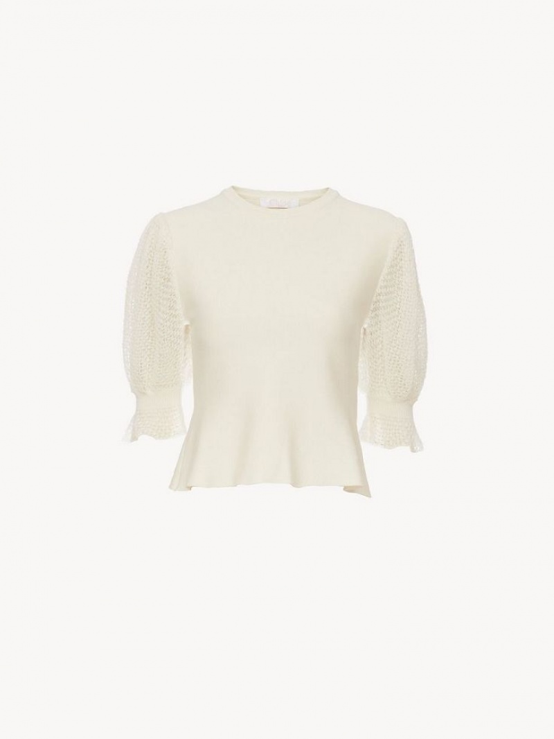 Knitwear Chloe Peplum Blanche | CHE-SR13921