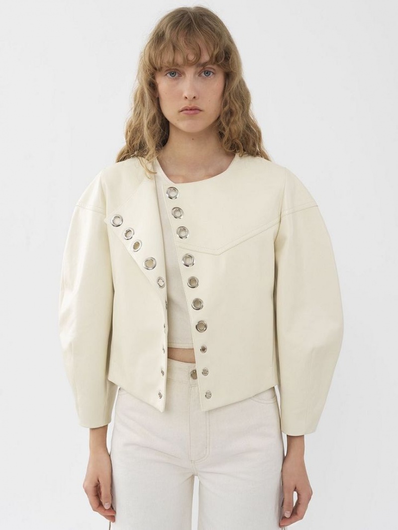 Leather Chloe Boxy Jacket Blanche | CHE-SR14104