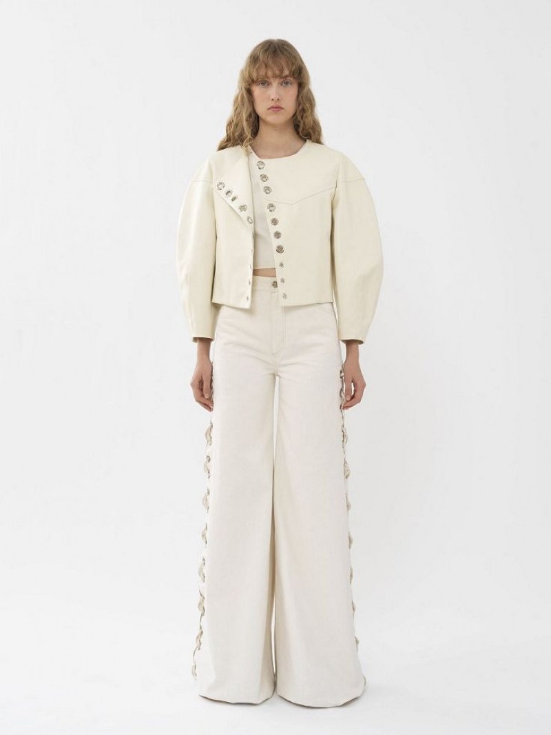 Leather Chloe Boxy Jacket Blanche | CHE-SR14104