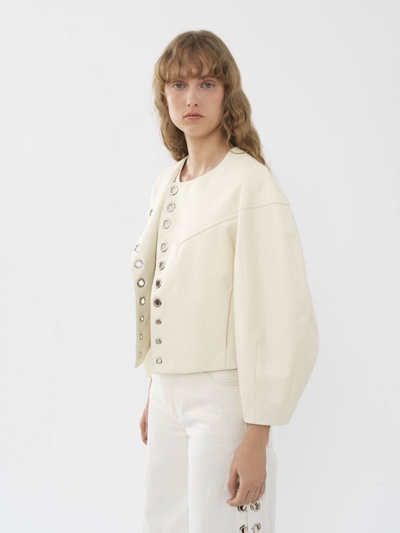 Leather Chloe Boxy Jacket Blanche | CHE-SR14104