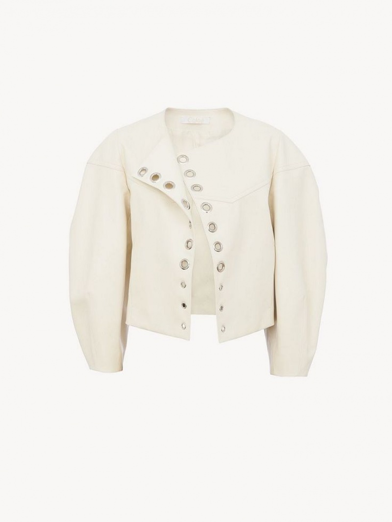 Leather Chloe Boxy Jacket Blanche | CHE-SR14104