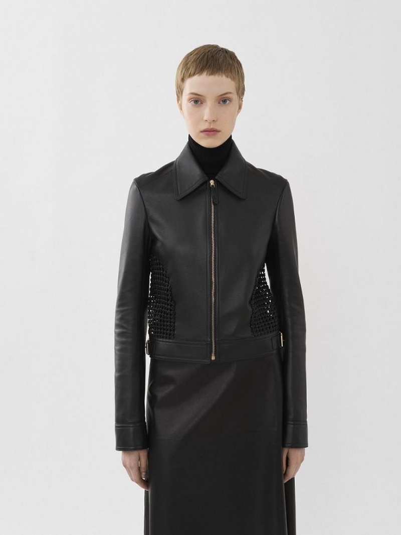 Leather Chloe Cropped Jacket Noir | CHE-SR14113