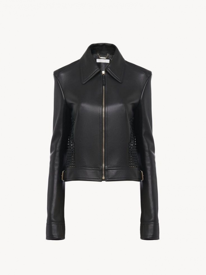 Leather Chloe Cropped Jacket Noir | CHE-SR14113