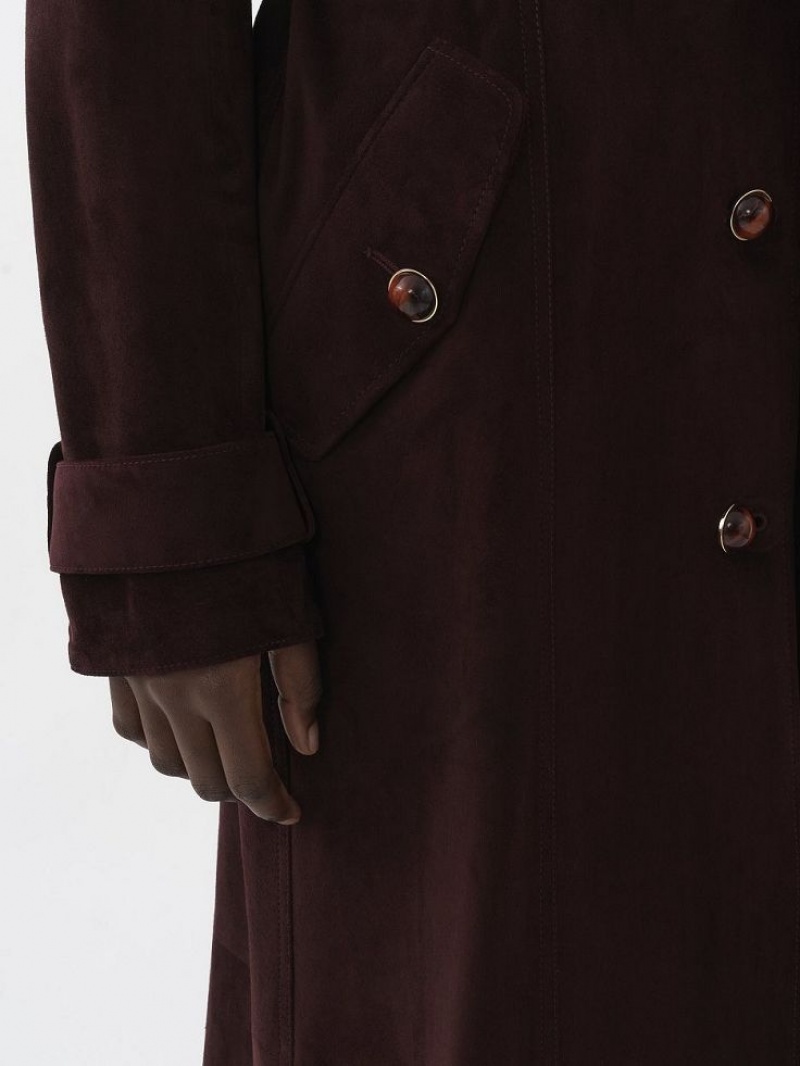 Leather Chloe Long Trench Coat Marron | CHE-SR14119