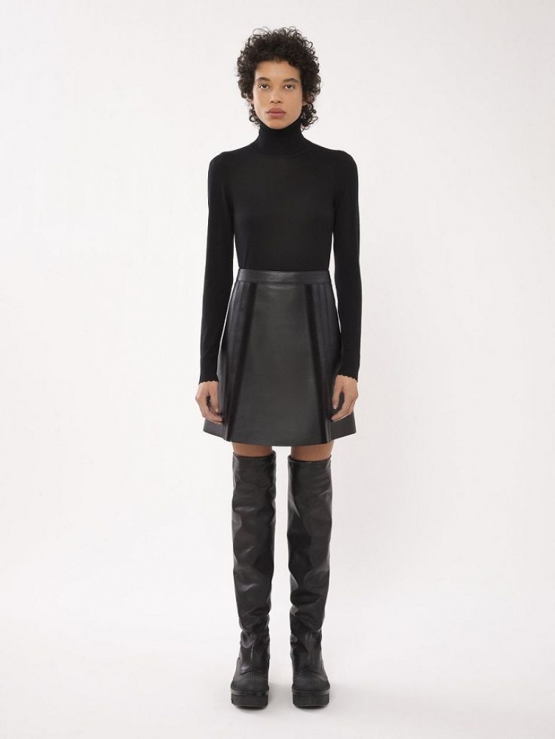 Leather Chloe Mini Skirt Noir | CHE-SR14120