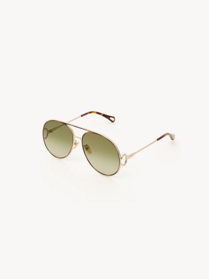 Lunette de Soleil Chloe Austine Doré Vert | CHE-SR14526