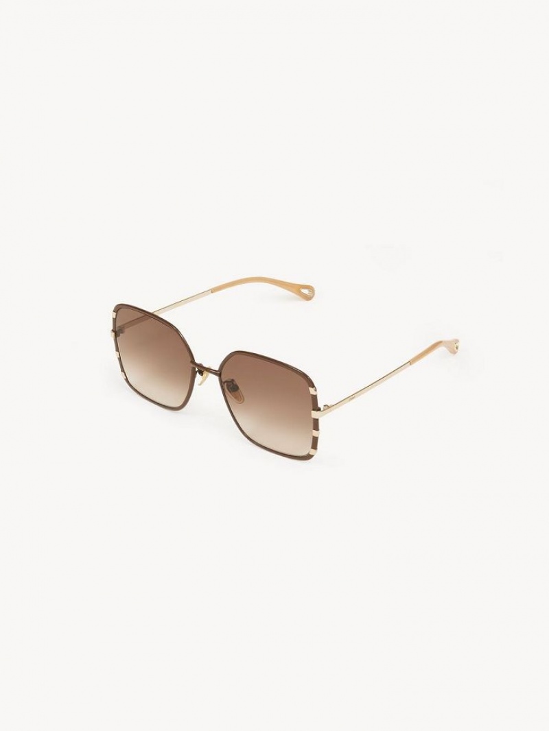 Lunette de Soleil Chloe Celeste Doré Marron | CHE-SR14528