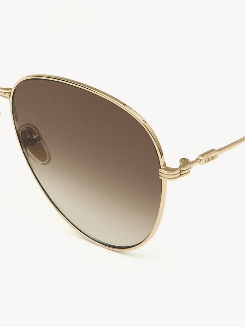 Lunette de Soleil Chloe Faith Doré Marron | CHE-SR14568