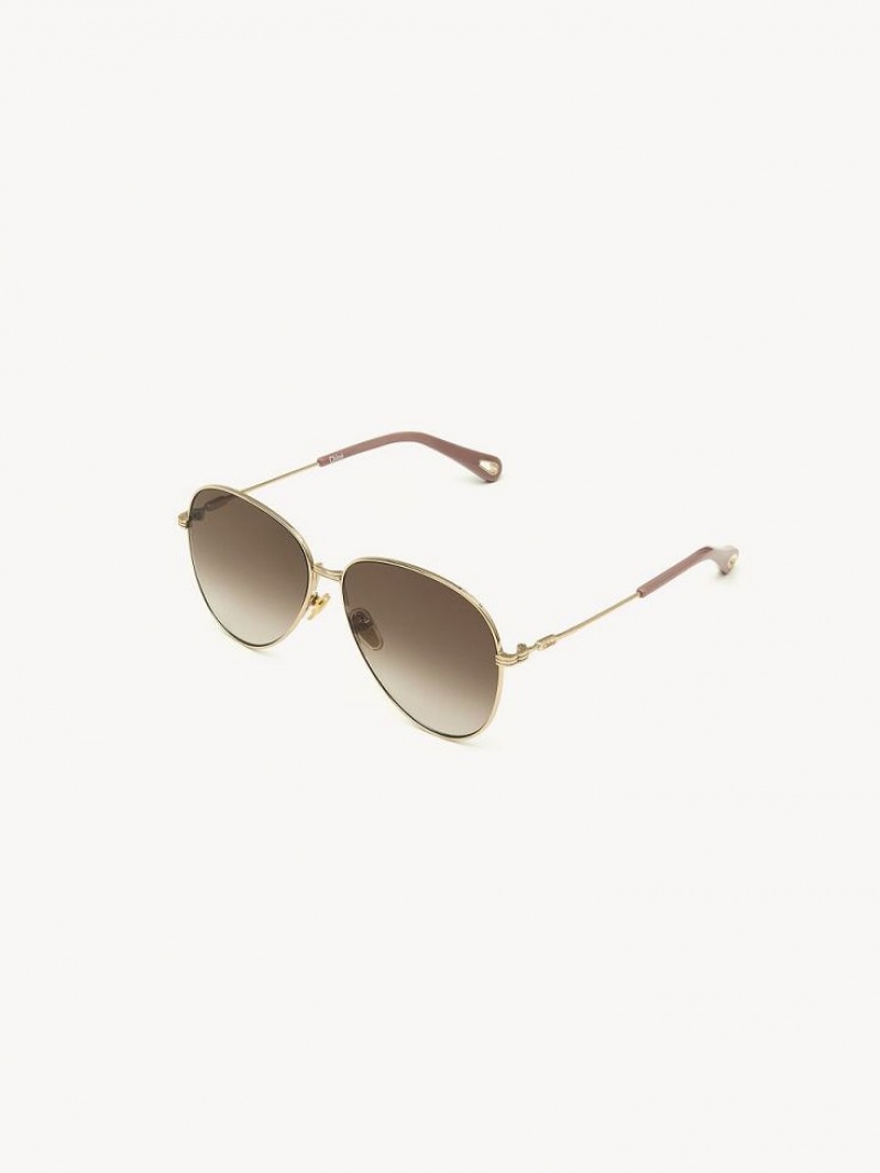 Lunette de Soleil Chloe Faith Doré Marron | CHE-SR14568