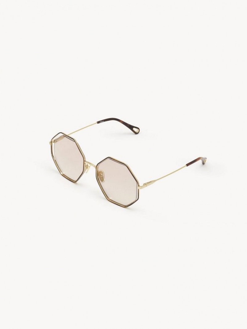 Lunette de Soleil Chloe Poppy Petite Doré Beige | CHE-SR14546