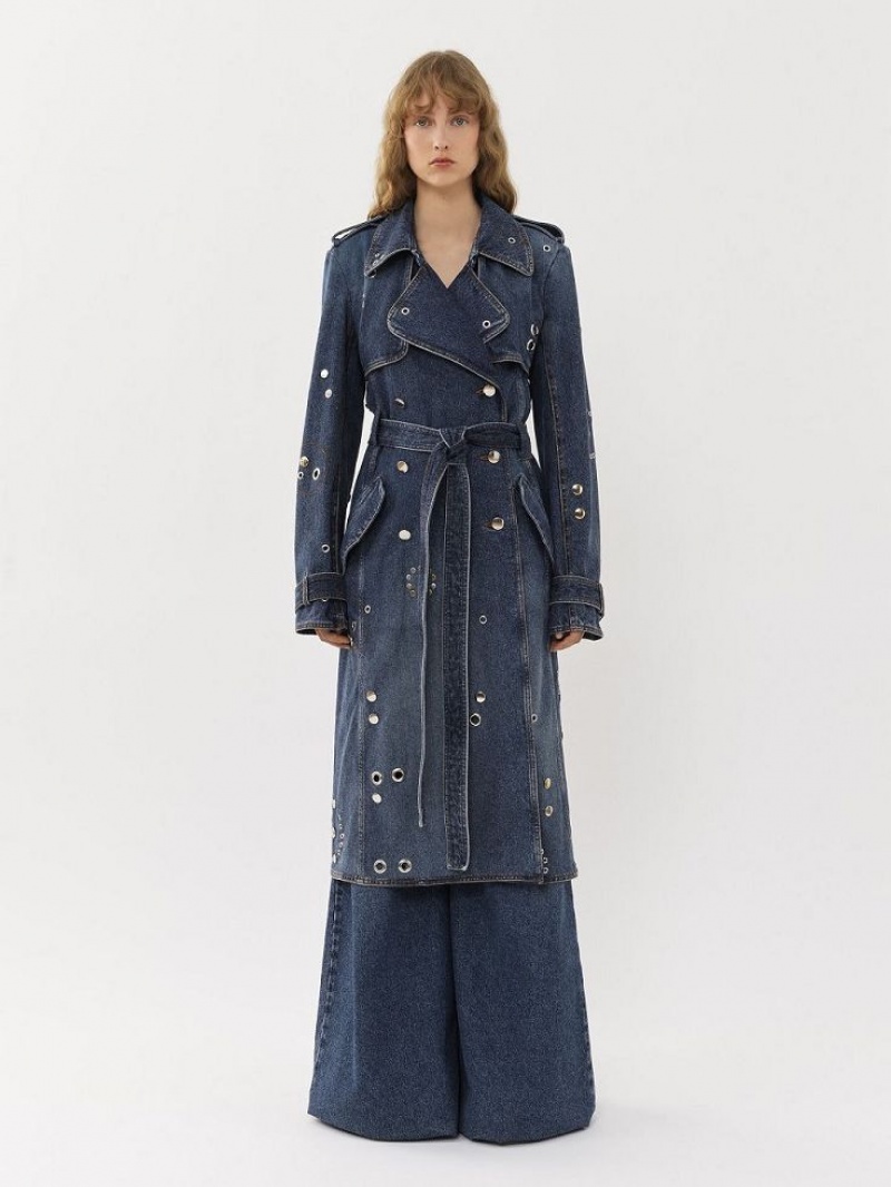 Manteaux Chloe Embellished Trench Bleu | CHE-SR13792