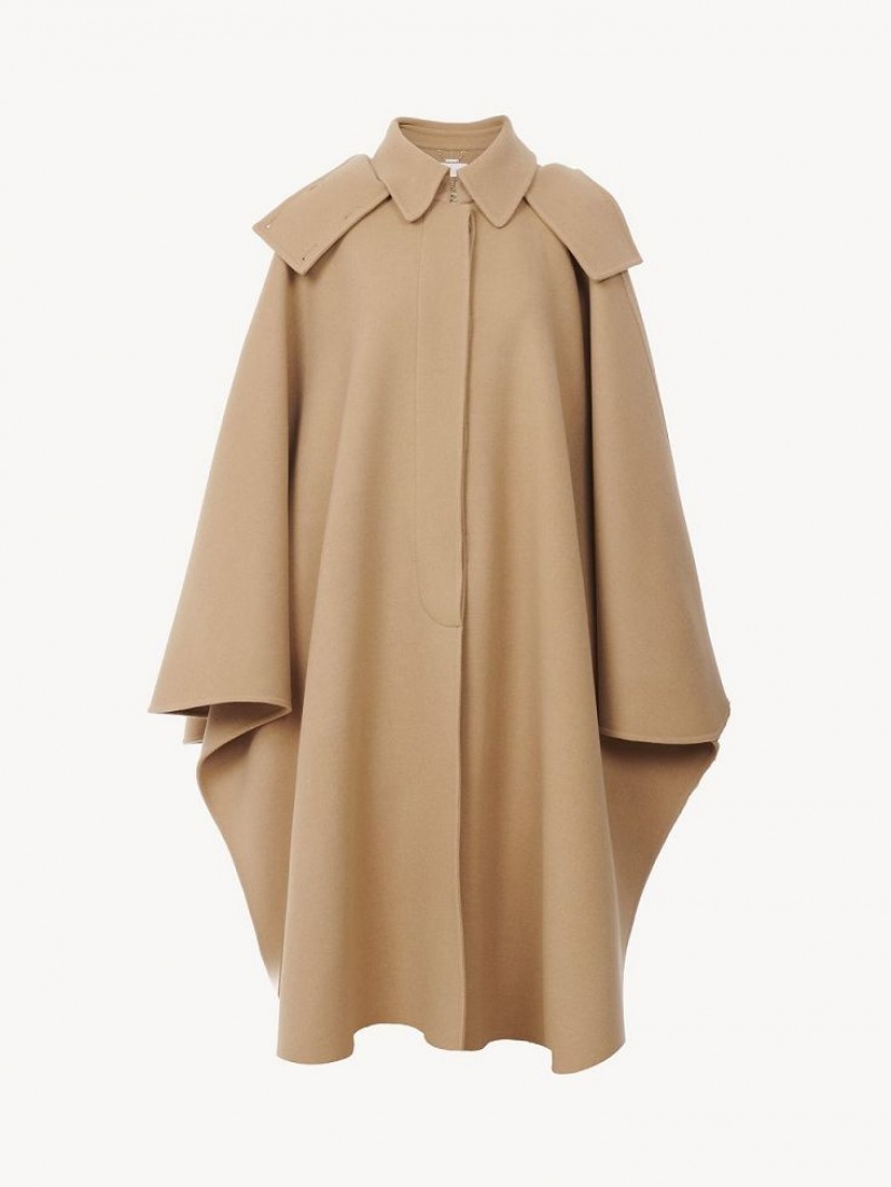 Manteaux Chloe Encapuchonné Cape Beige | CHE-SR13821