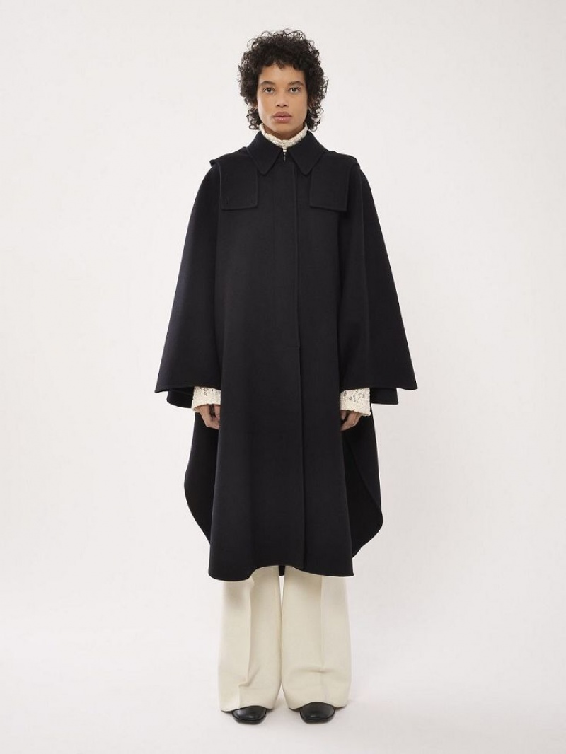 Manteaux Chloe Encapuchonné Cape Noir | CHE-SR13820