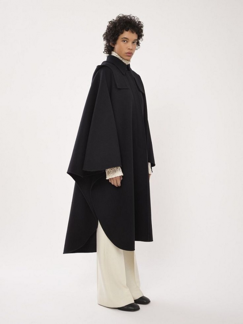 Manteaux Chloe Encapuchonné Cape Noir | CHE-SR13820