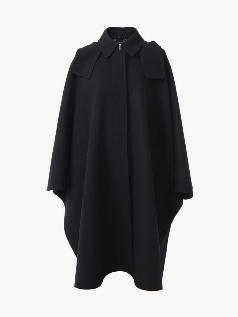 Manteaux Chloe Encapuchonné Cape Noir | CHE-SR13820