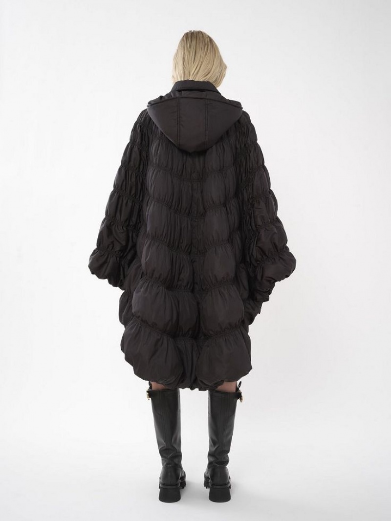 Manteaux Chloe Ruched Puffer Cape Noir | CHE-SR13815