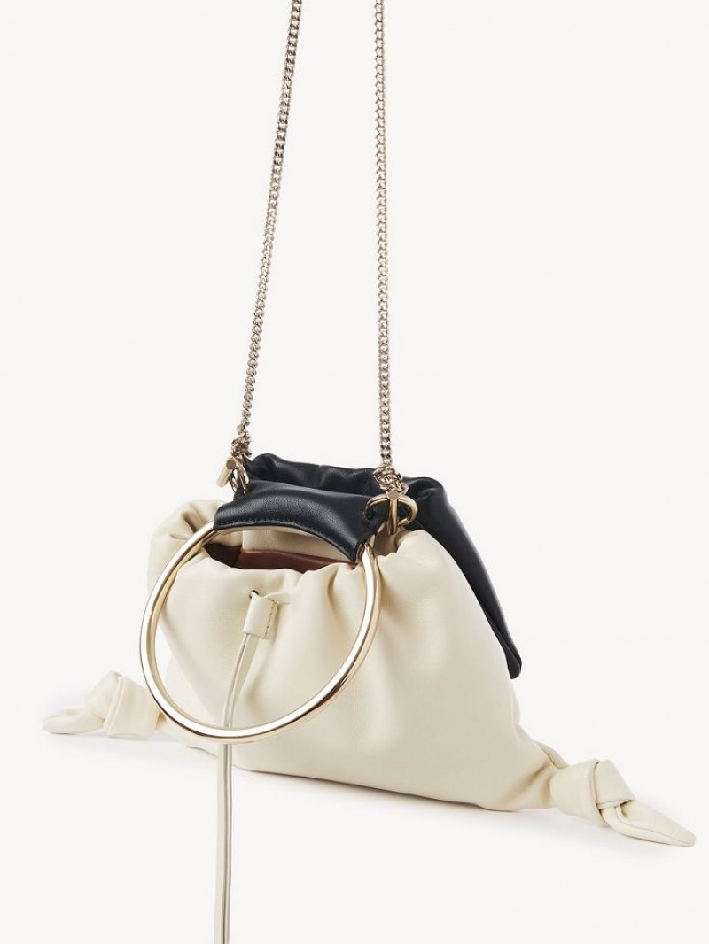 Mini Sacs Chloe Arlène Pouch Blanche Noir | CHE-SR13739