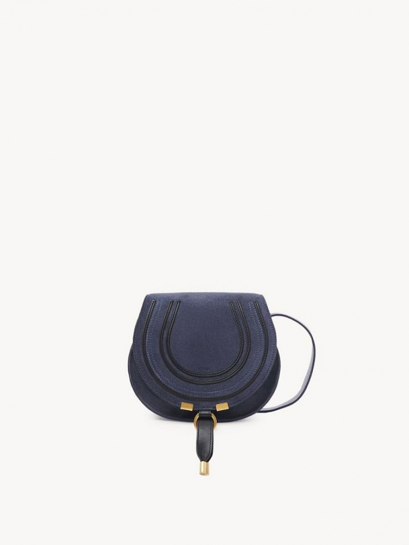 Mini Sacs Chloe Marcie Small Saddle Grise Foncé Bleu Marine | CHE-SR13685