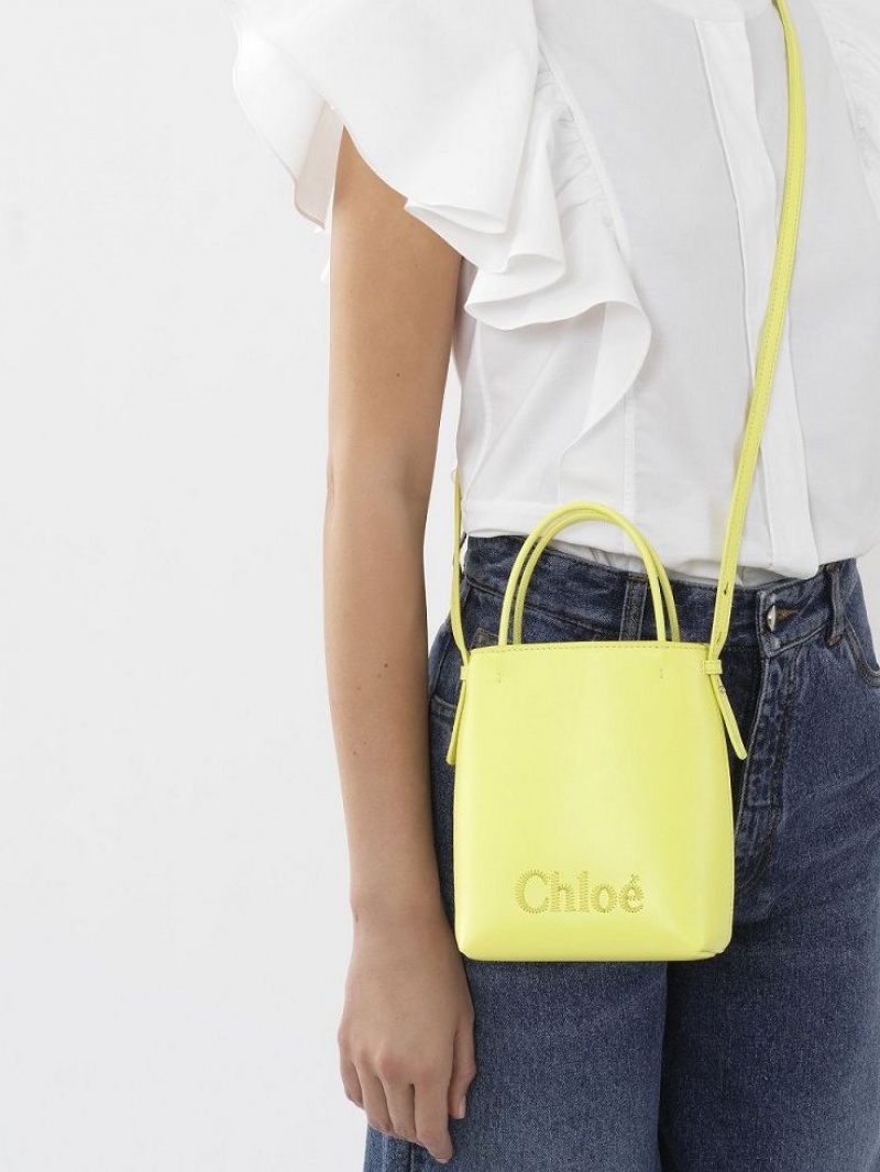 Mini Sacs Chloe Sense Tote Jaune | CHE-SR13672