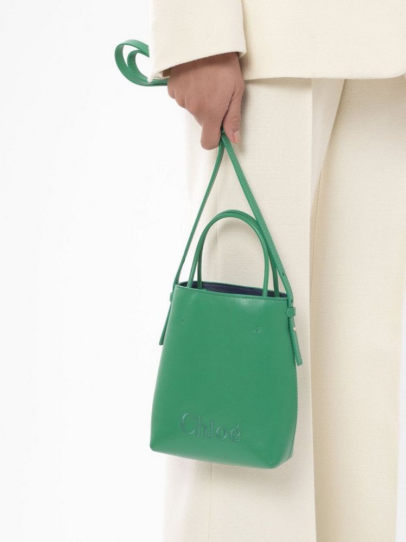 Mini Sacs Chloe Sense Tote Vert | CHE-SR13732