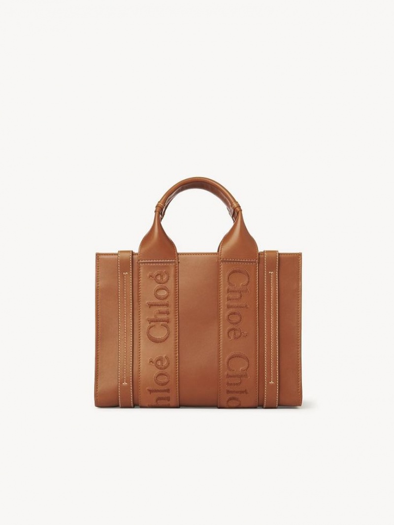 Mini Sacs Chloe Small Woody Tote Marron | CHE-SR13688