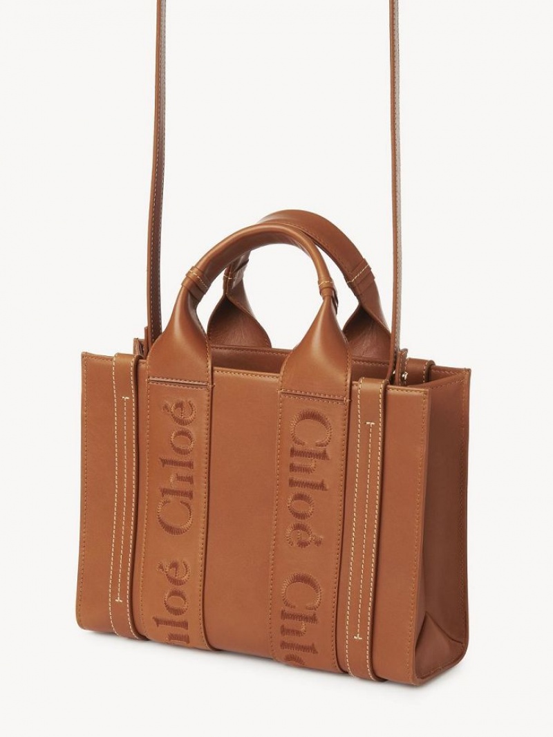 Mini Sacs Chloe Small Woody Tote Marron | CHE-SR13688