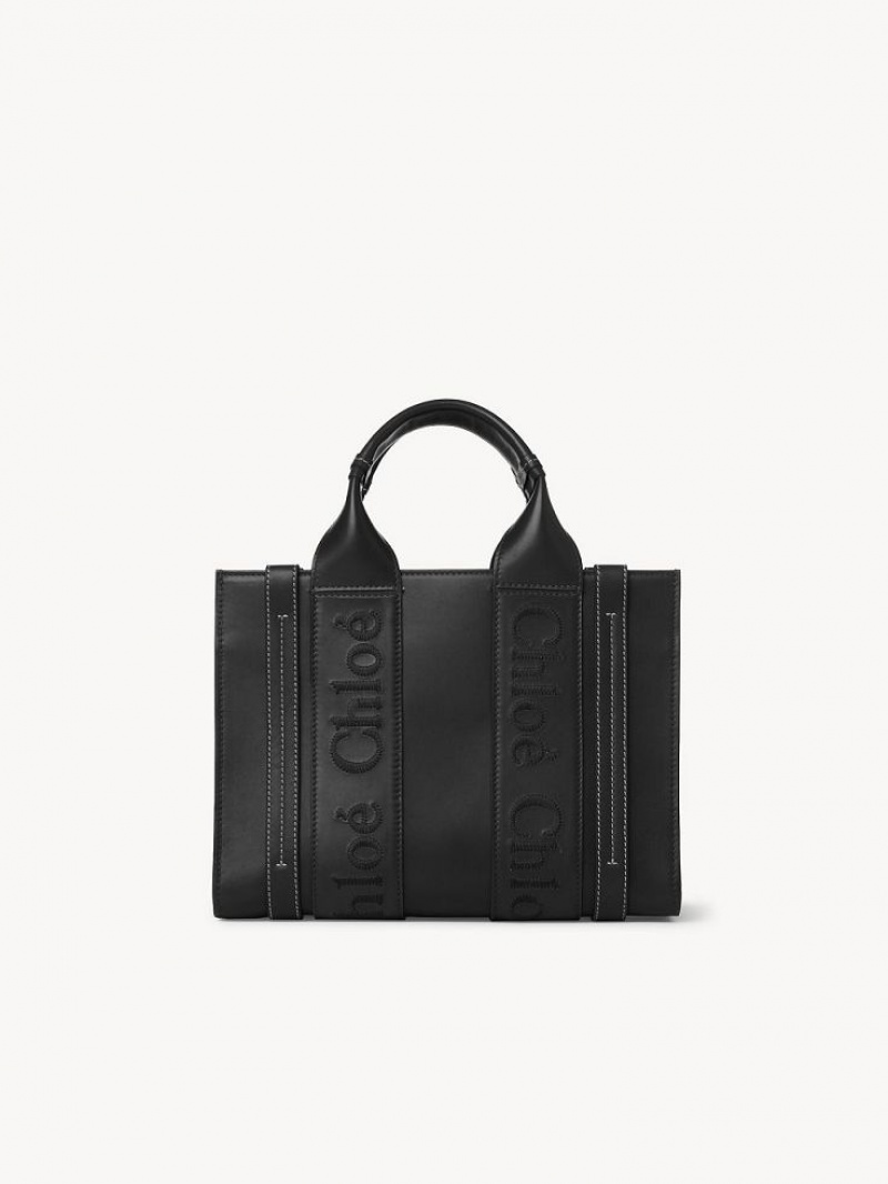 Mini Sacs Chloe Small Woody Tote Noir | CHE-SR13687