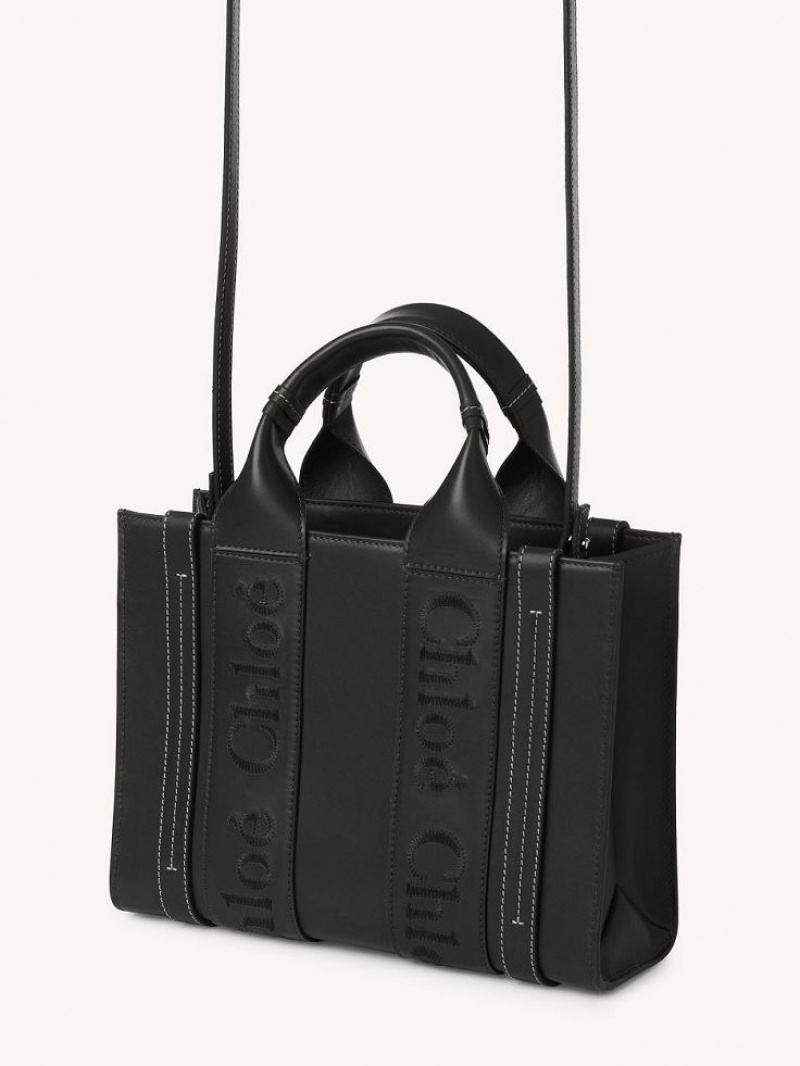 Mini Sacs Chloe Small Woody Tote Noir | CHE-SR13687