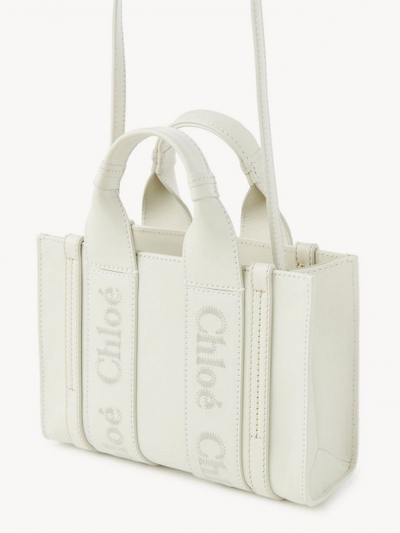 Mini Sacs Chloe Woody Tote 1 Blanche | CHE-SR13681