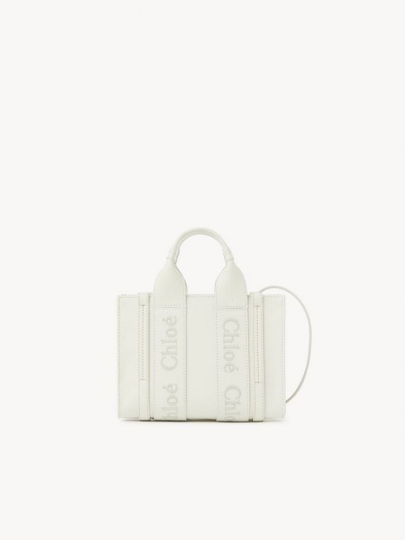 Mini Sacs Chloe Woody Tote 1 Blanche | CHE-SR13681