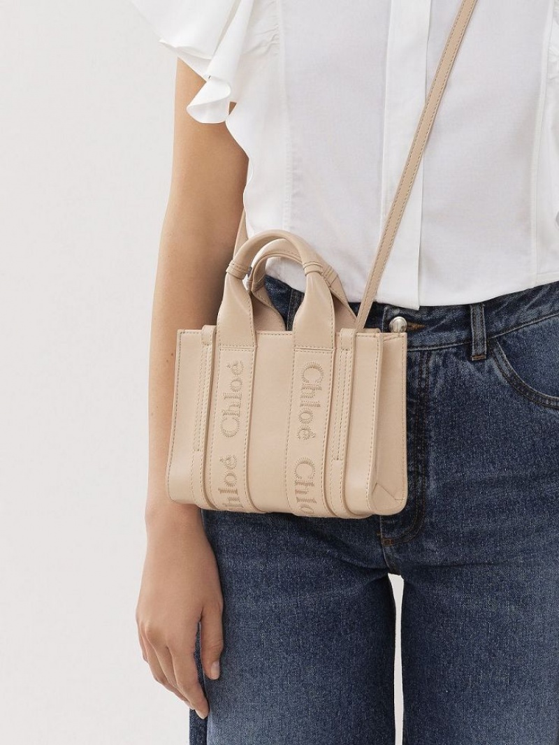 Mini Sacs Chloe Woody Tote 1 Rose | CHE-SR13689