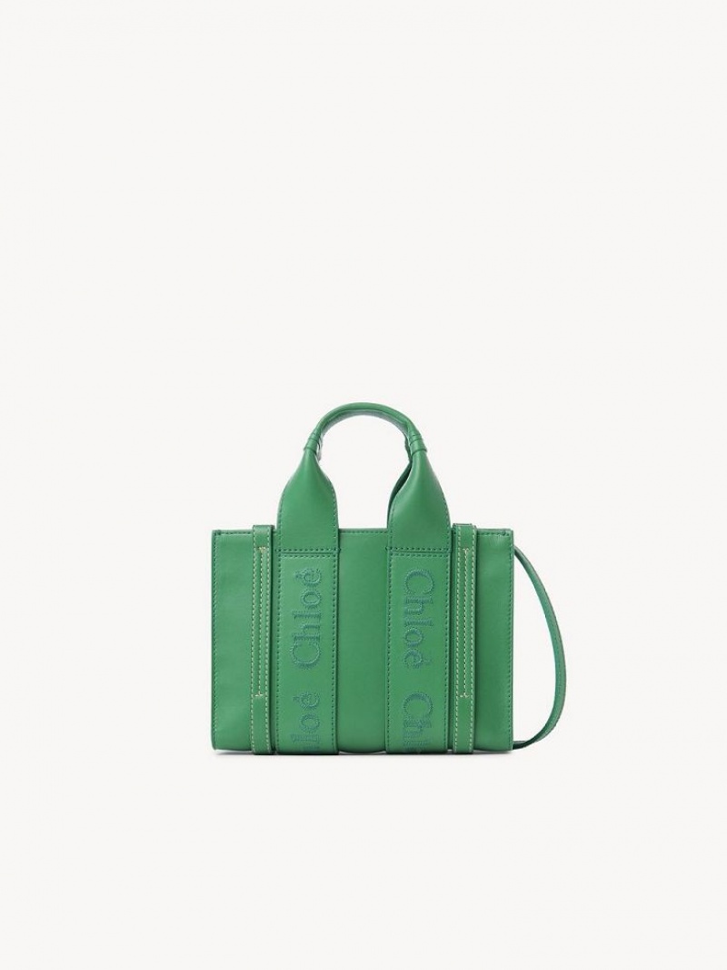 Mini Sacs Chloe Woody Tote 1 Vert | CHE-SR13698