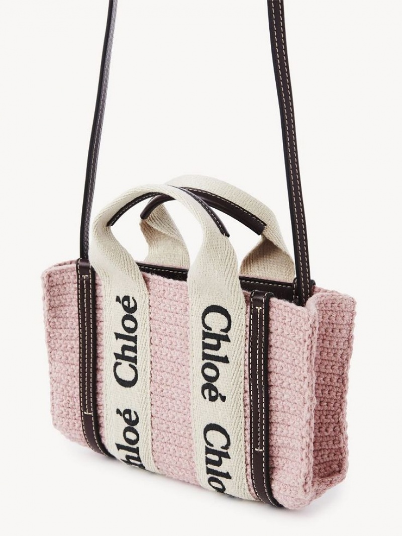 Mini Sacs Chloe Woody Tote 2 Rose | CHE-SR13730