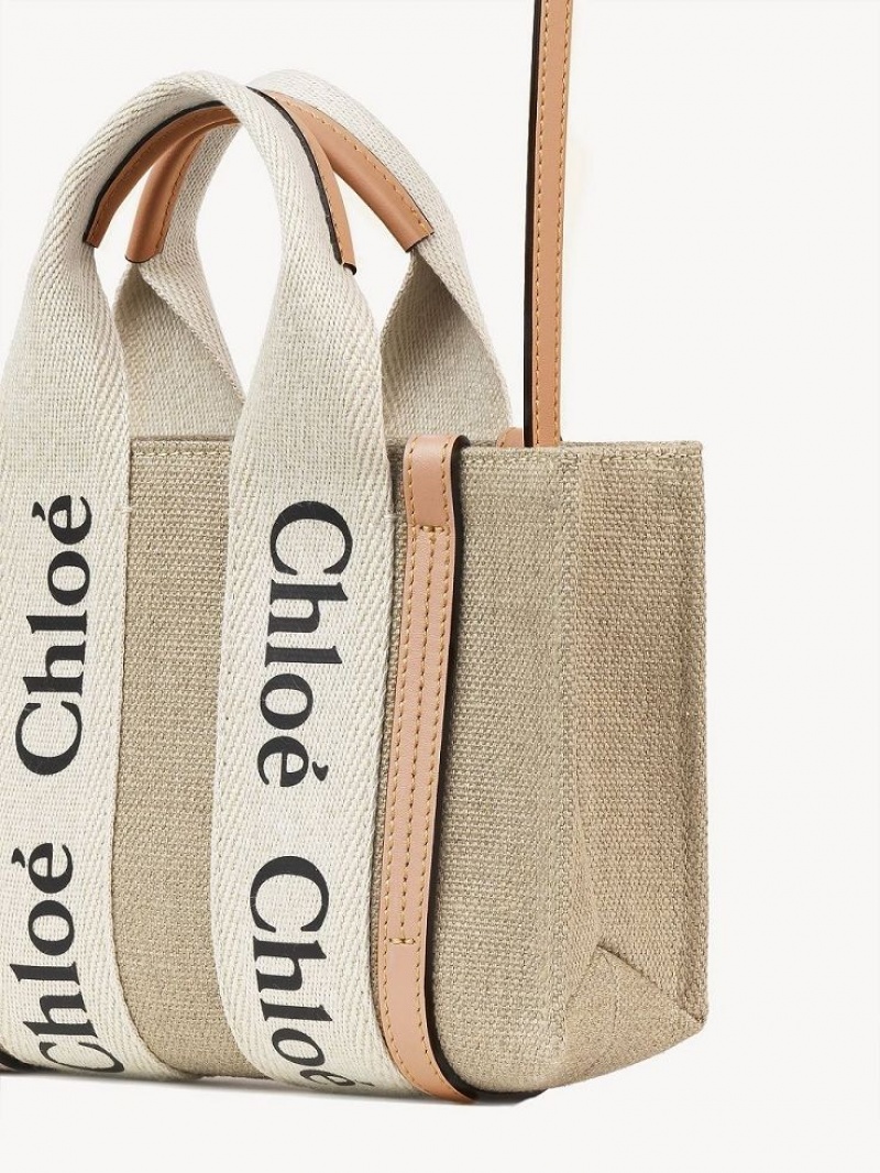 Mini Sacs Chloe Woody Tote 3 Blanche Beige | CHE-SR13720