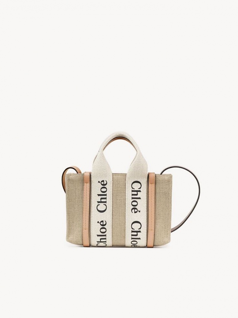 Mini Sacs Chloe Woody Tote 3 Blanche Beige | CHE-SR13720