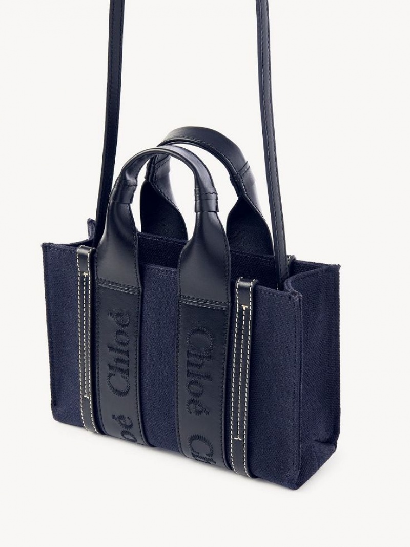 Mini Sacs Chloe Woody Tote 4 Bleu Foncé | CHE-SR13699