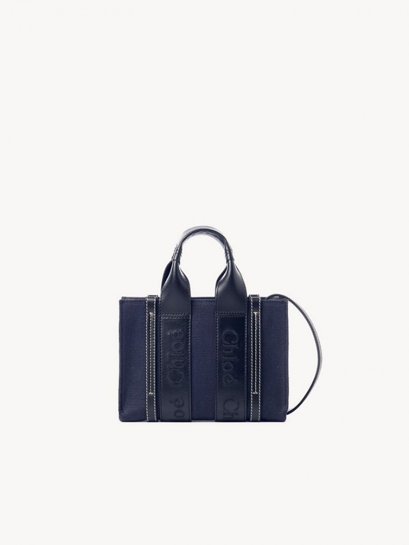 Mini Sacs Chloe Woody Tote 4 Bleu Foncé | CHE-SR13699