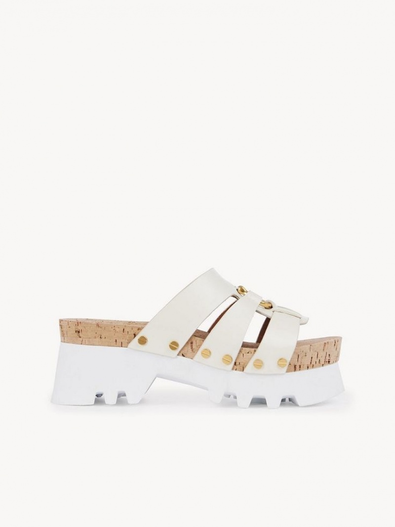 Mule Chloe Owena Plateforme Claquette Blanche | CHE-SR14133