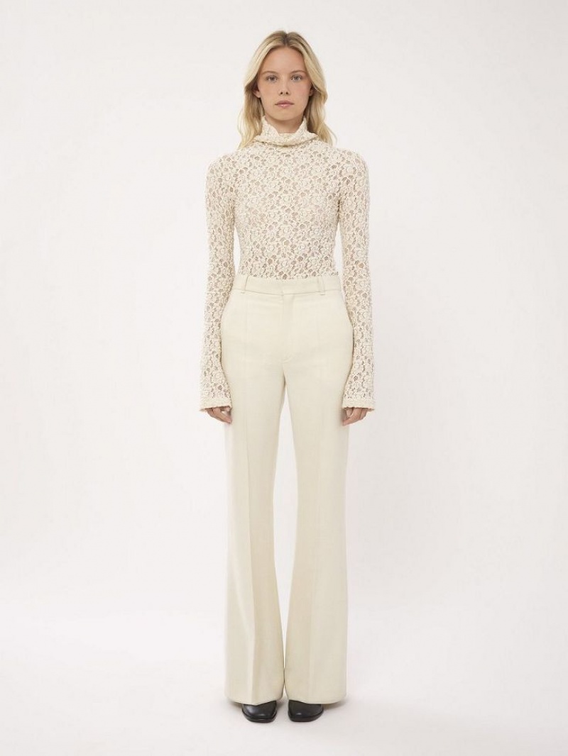 Pantalon Chloe High-waisted Flare Blanche | CHE-SR14016