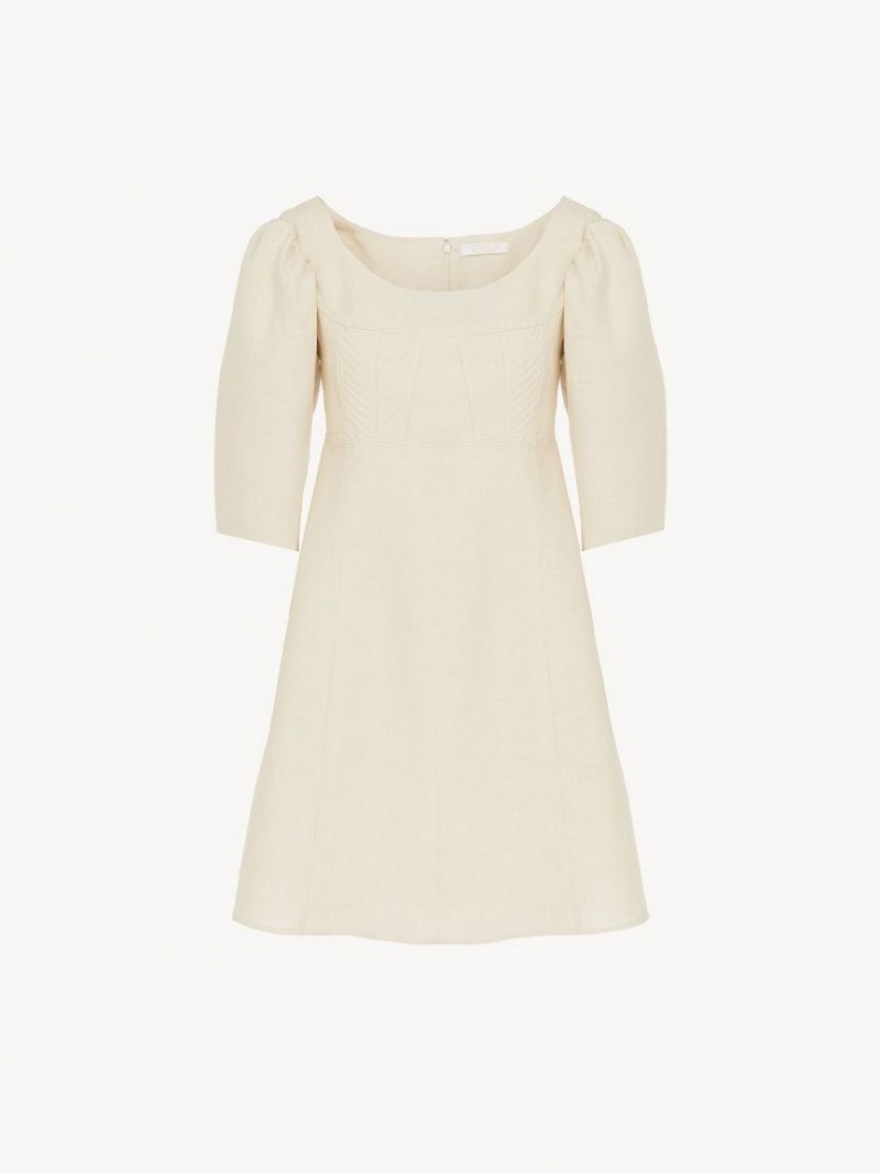 Peignoir Chloe Bateau-neck Mini Blanche | CHE-SR13836