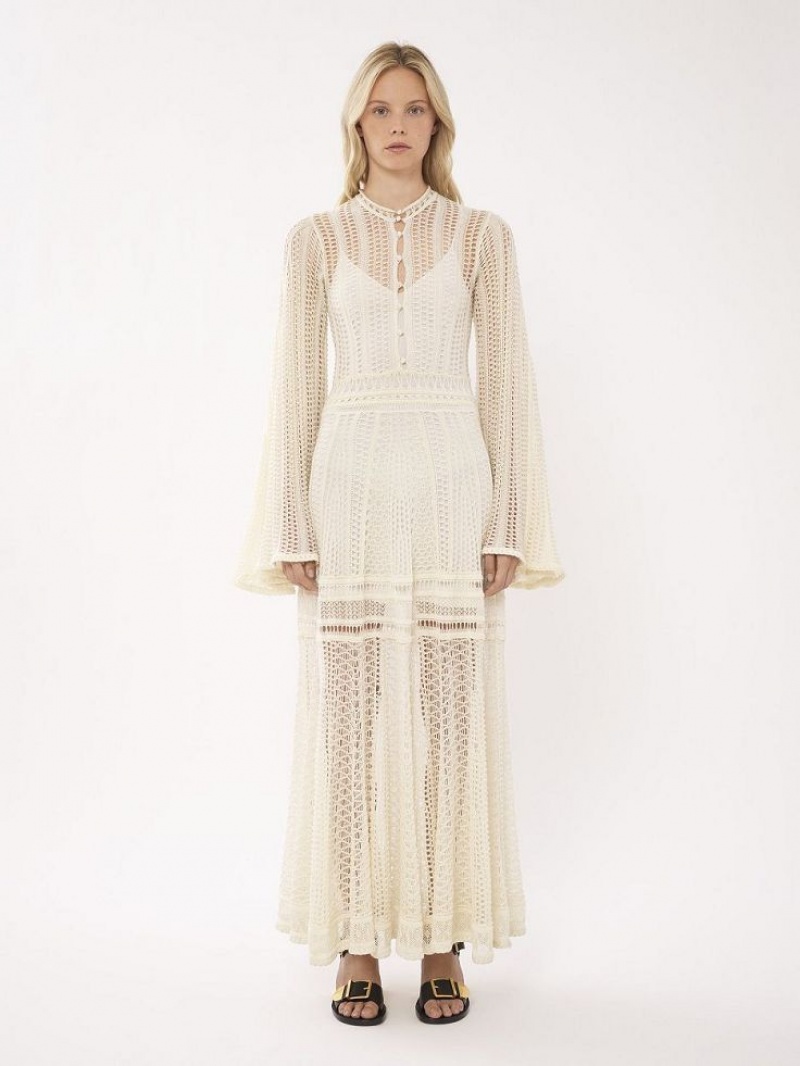 Peignoir Chloe Long Flare Blanche | CHE-SR13862