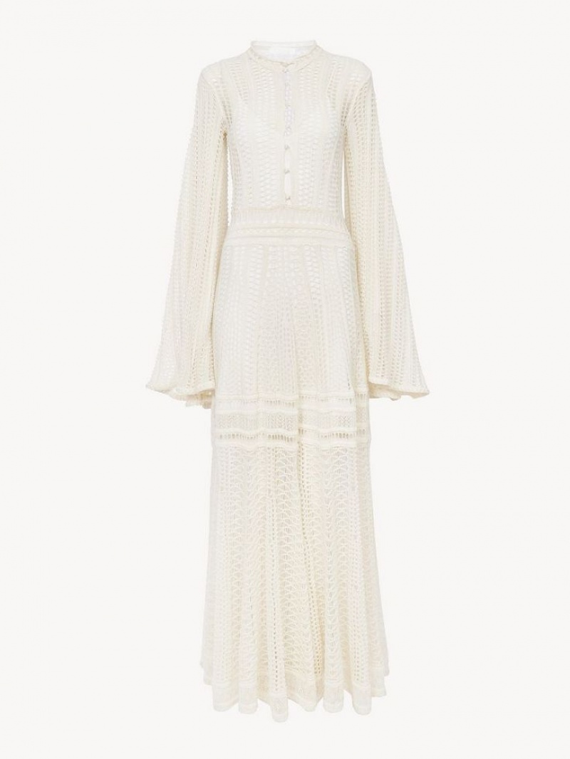 Peignoir Chloe Long Flare Blanche | CHE-SR13862