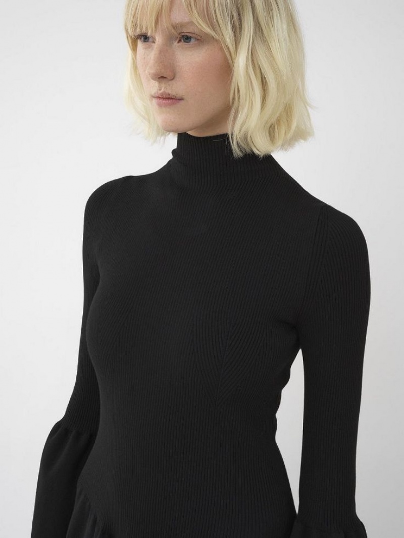 Peignoir Chloe Mock-neck Knit Noir | CHE-SR13861