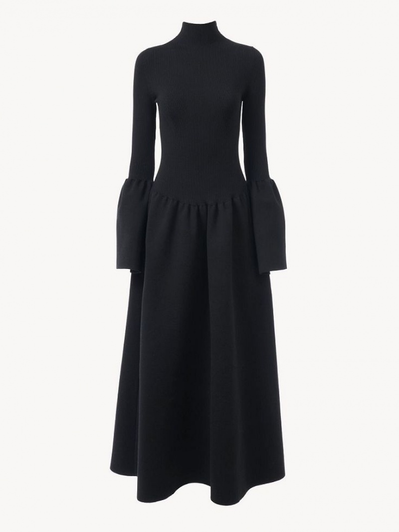 Peignoir Chloe Mock-neck Knit Noir | CHE-SR13861