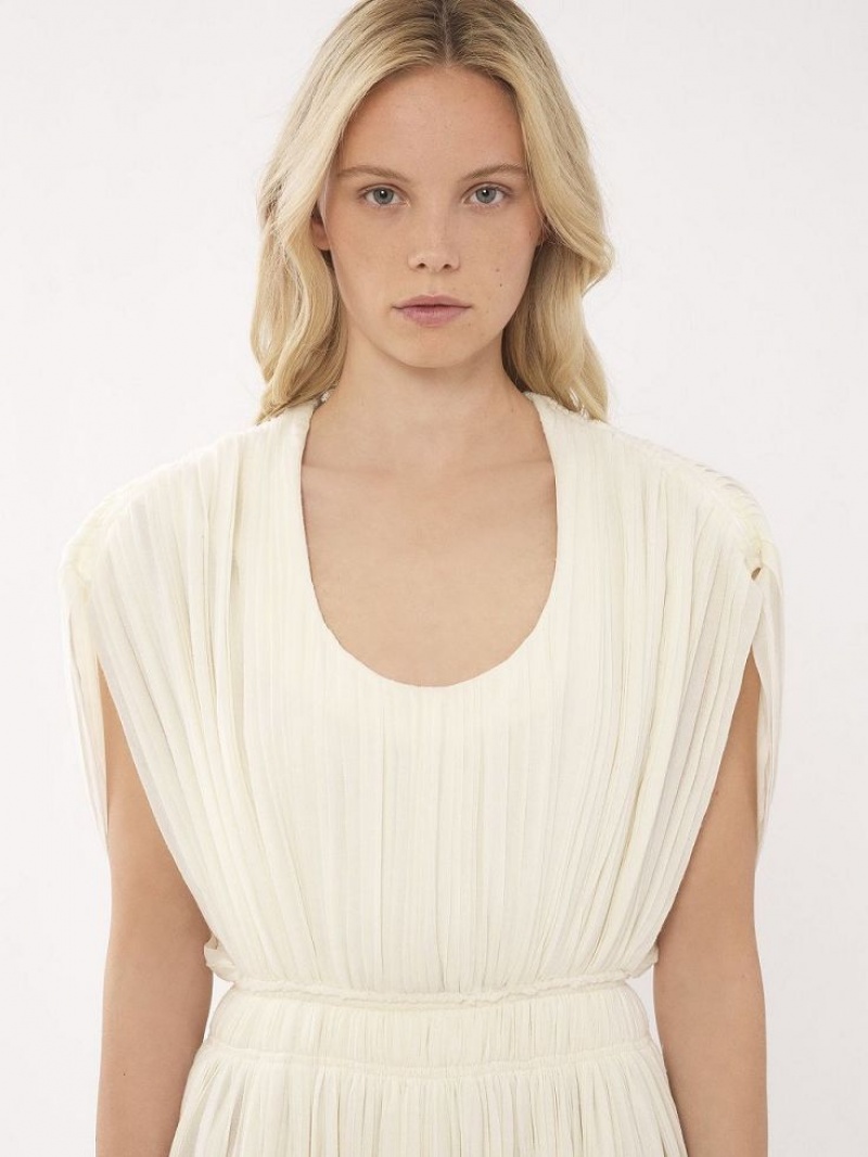 Peignoir Chloe Plissé Long Blanche | CHE-SR13859