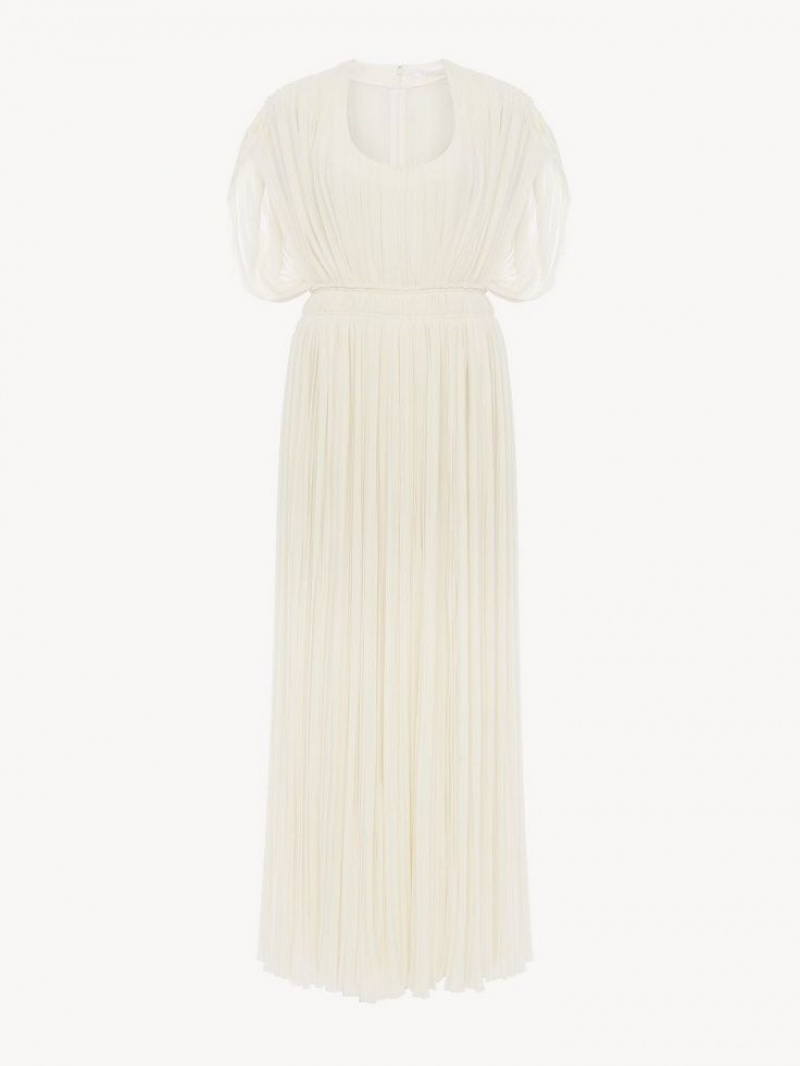 Peignoir Chloe Plissé Long Blanche | CHE-SR13859