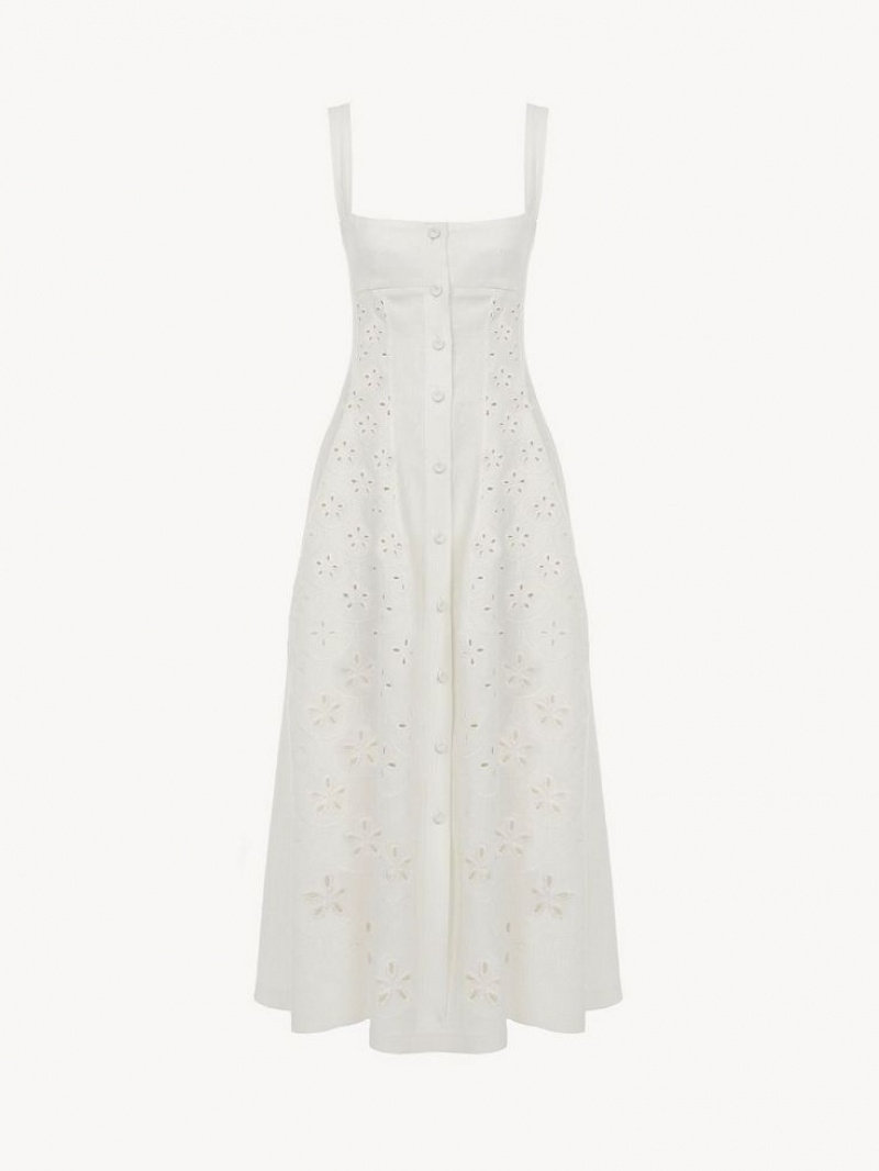 Peignoir Chloe Sans Manches Midi Blanche | CHE-SR13848