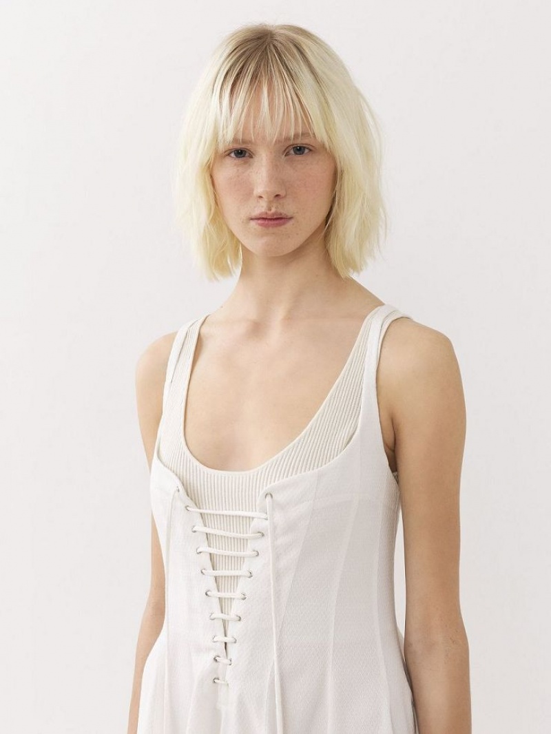 Peignoir Chloe Sans Manches Midi Blanche | CHE-SR13851