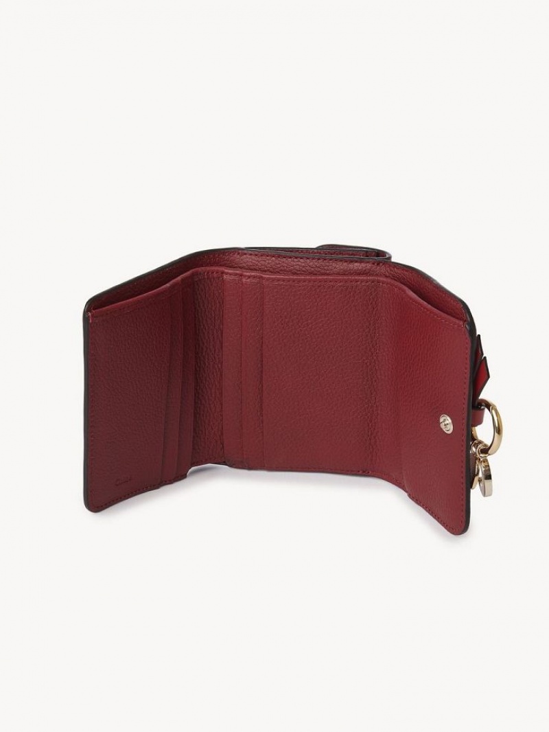 Petits Portefeuilles Chloe Alphabet Small Tri-fold Bordeaux Foncé | CHE-SR14289