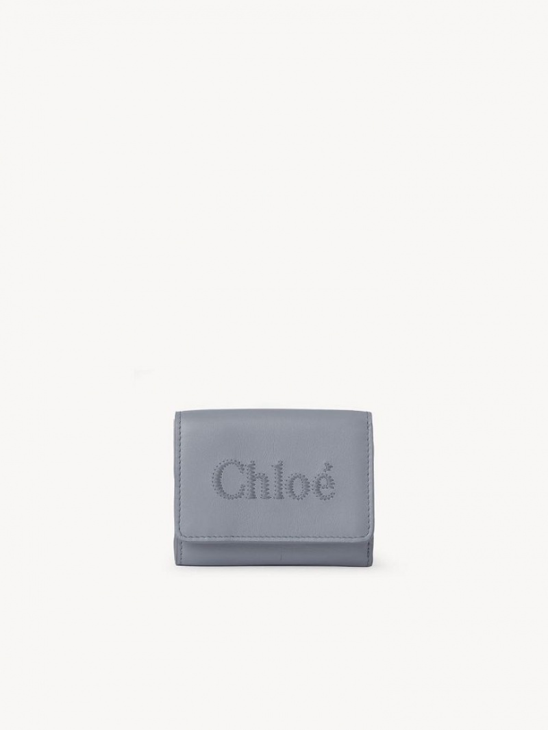 Petits Portefeuilles Chloe Sense Mini Tri-fold Bleu | CHE-SR14275